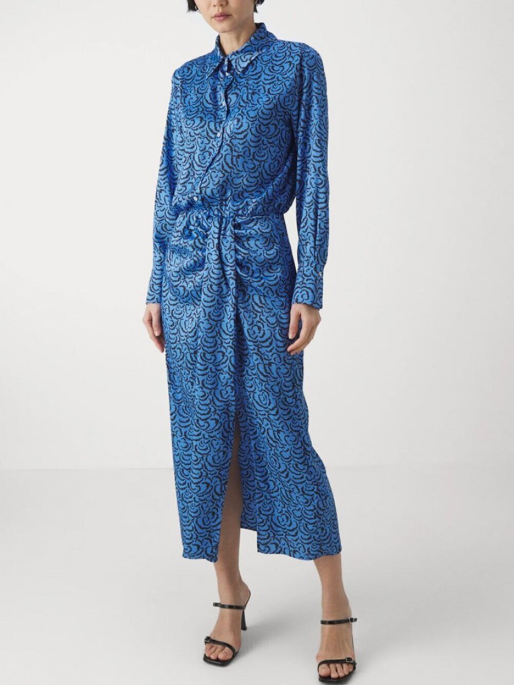 Marella Alghero Printed Midi Dress in Blue Black Size 4